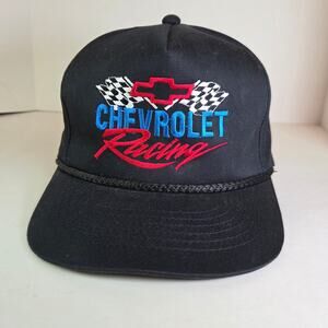 Chevrolet Racing Snapback Hat Black Embroidered Logo Official Licensed Cap